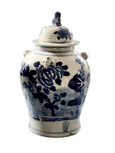 Blue and White Porcelain Floral Temple Jar