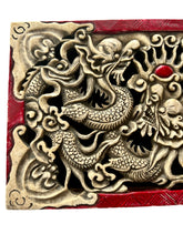 Chinese Carved Marble Trinket Box, Dragon Motif
