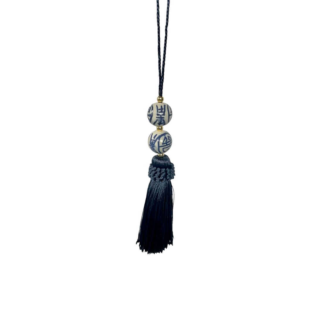Blue & White Double Happiness Chinoiserie Chic Tassel, Double