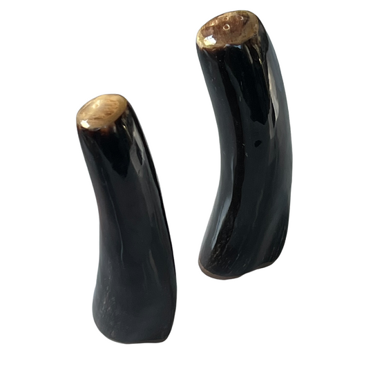 Vintage Natural Horn Salt and Pepper Shakers