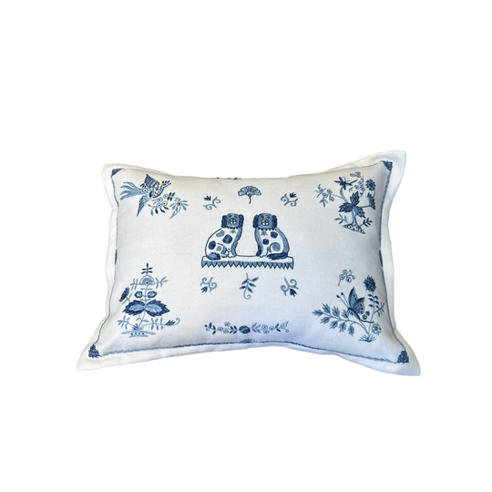 Chelsea Textiles Crewel Work Staffordshire Dog Pillow