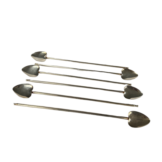 Vintage Italian Heart Shaped Stir Spoonss, Set of 6