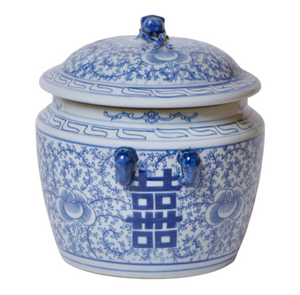 Blue and White Porcelain Double Happiness Rice Jar