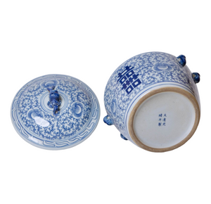 Blue and White Porcelain Double Happiness Rice Jar