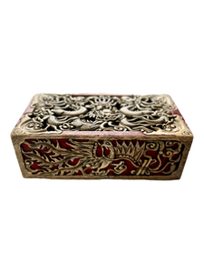 Chinese Carved Marble Trinket Box, Dragon Motif