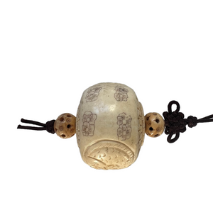 Chinese Carved Bone Ball Ornament, Fish Motif