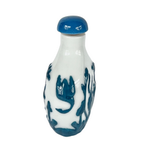 White Glass with Turquoise Overlay Snuff Bottle