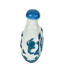 White Glass with Turquoise Overlay Snuff Bottle