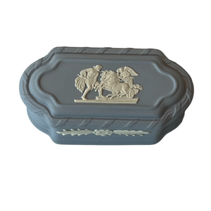 Vintage Blue Jasperware Wedgwood Oblong Trinket Box