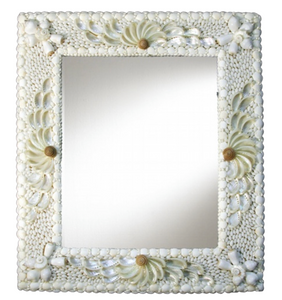 White Rectangle Seashell Mirror, 18" x 24"