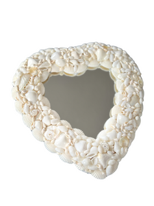 White Cockle Shell Heart Mirror