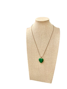 Handcarved Malachite Heart Pendant Necklace