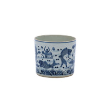 Chinoiserie Blue and White Porcelain Orchid Pot, Fish Motif