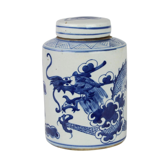 Chinese Blue and White Porcelain Dragon Tea Jar