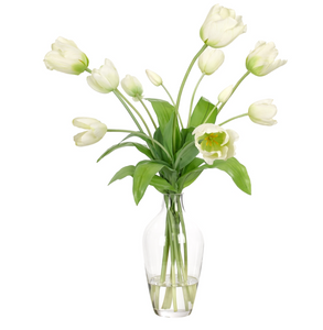 Lifelike Faux-Real White Tulip Stem -24"
