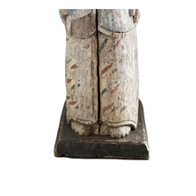 Antique Standing Kwan Yin Statue, Hand Carved and Painted Hibiscus Wood, XL