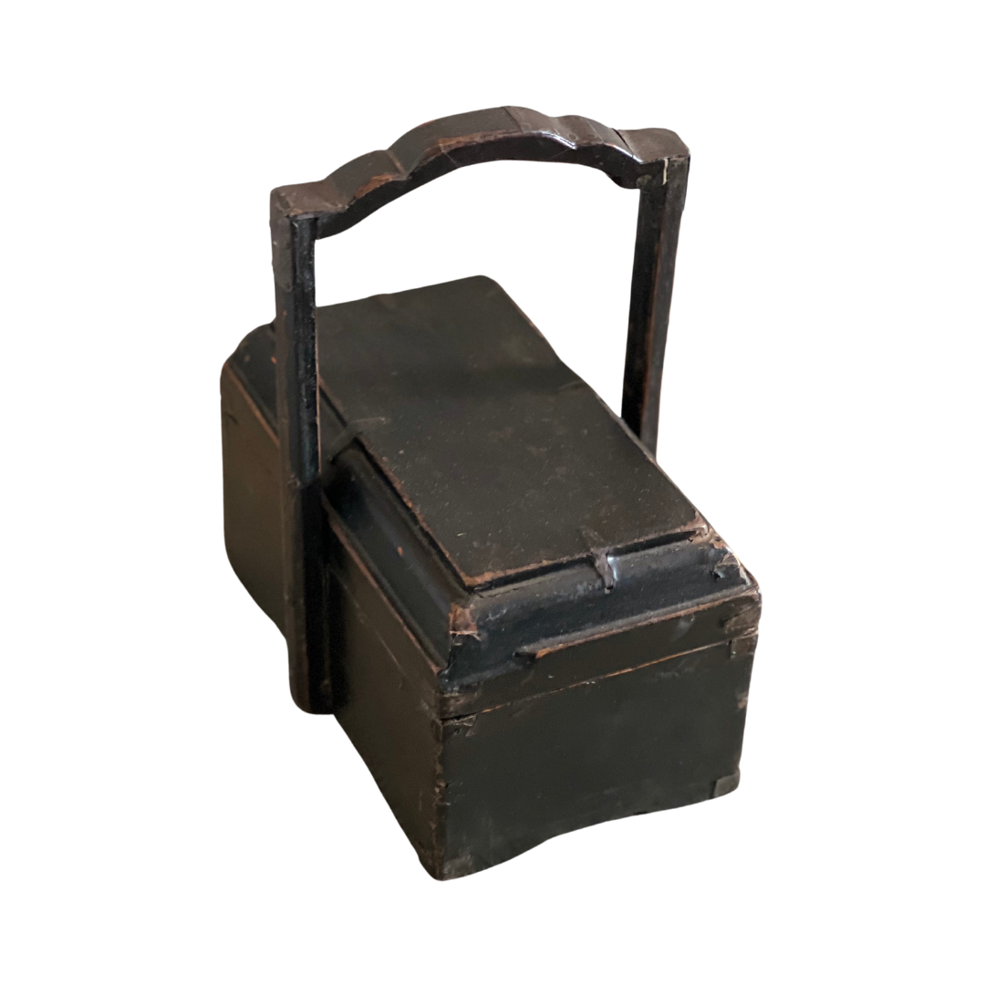 Chinese Antique Stacking Lunch Box with Lacquered Accents and