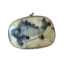 Antique Silver Plated Chinoiserie Shard Charm, Fish Motif