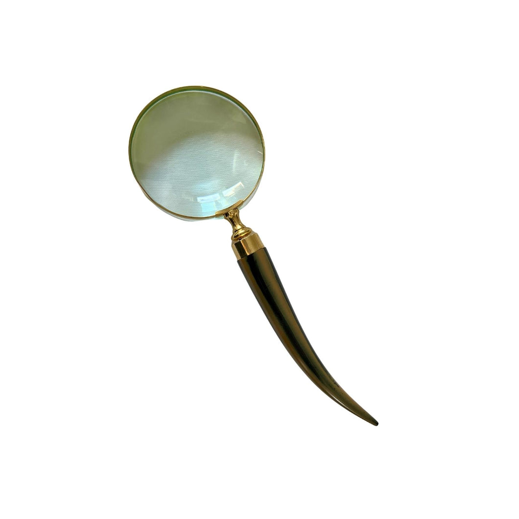 Strié Pattern Magnifying Glass, Brass Horn Handle