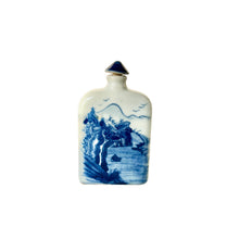 Antique Blue and White Chinoiserie Porcelain Snuff Bottle