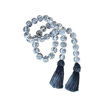 Chinoiserie Blue and White Double Happiness Porcelain Beads with Navy Tassels