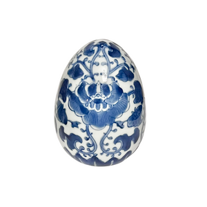 Blue and White Chinoiserie Porcelain Easter Egg
