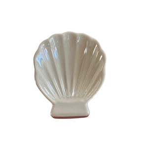 Vintage Scallop Shell Trinket Bowl Pearl White, Small