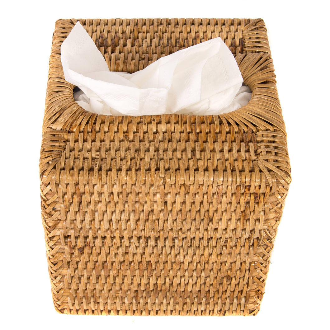 Rattan Column Tissue Box Cover