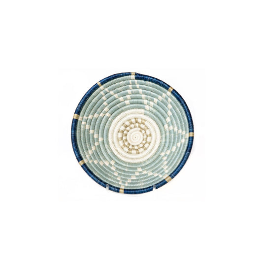 Silver Blue & Ficelle Round Basket